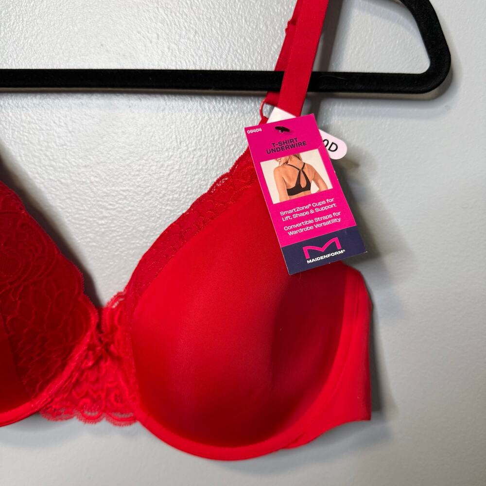 Maidenform Red Lace Comfort Devotion T-Shirt Underwire Bra NEW 40D - Picture 2 of 4